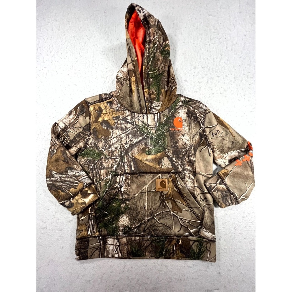 Carhartt Realtree Hoodie Youth 5 Multicolor Camo Fleece Classic Hunting Pullover